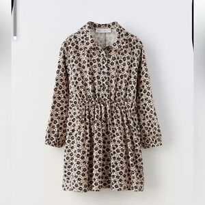 Zara Black Floral Print Longsleeve Dress 6 NWT